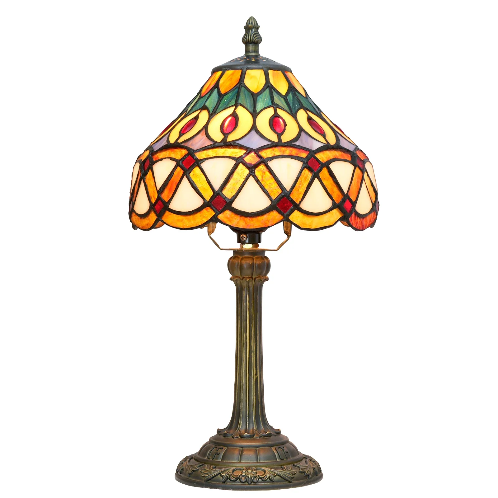 Tiffany Reading Lamp Yellow Baroque Stained Glass Table Lamp Antique Bedside Table Light Decor Bedroom Living Room Office