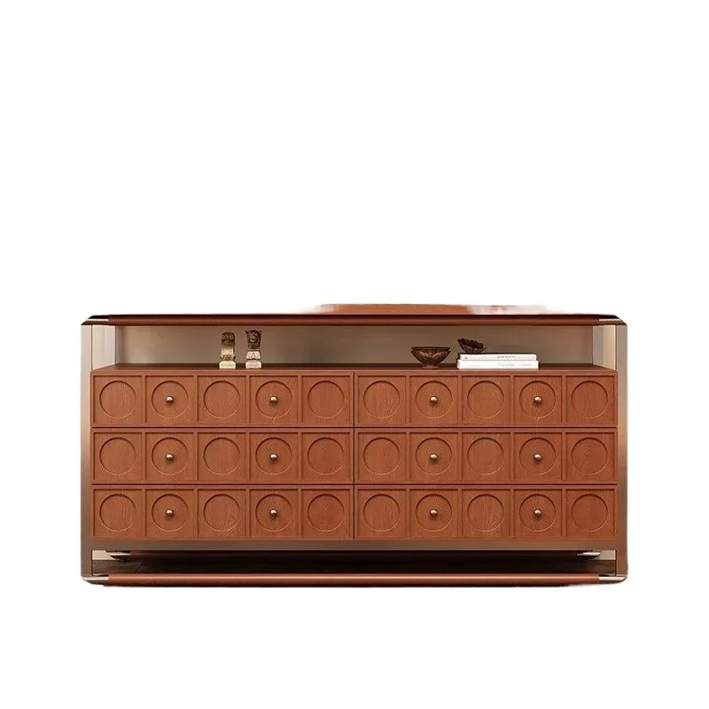 

French retro cherry wood is durable against the wall, integrated high-end solid wood, storage side cabinet