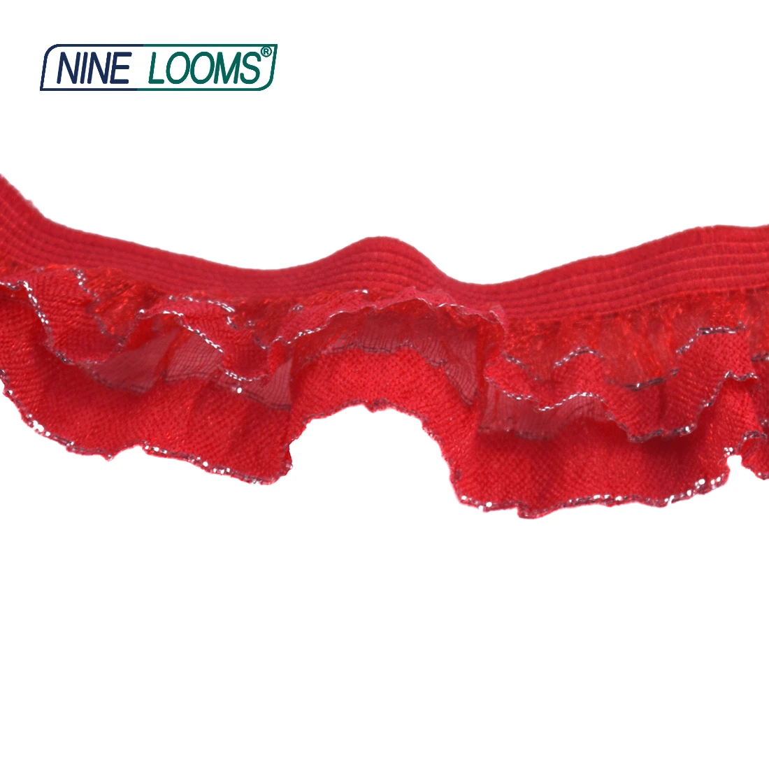 Ribete de encaje elástico con volantes de nueve telares, cinta de LICRA con purpurina plateada de 2 capas, 1 ", 25mm, vestido de tutú, artesanía de costura, 2 yardas, 5 yardas, 10 yardas