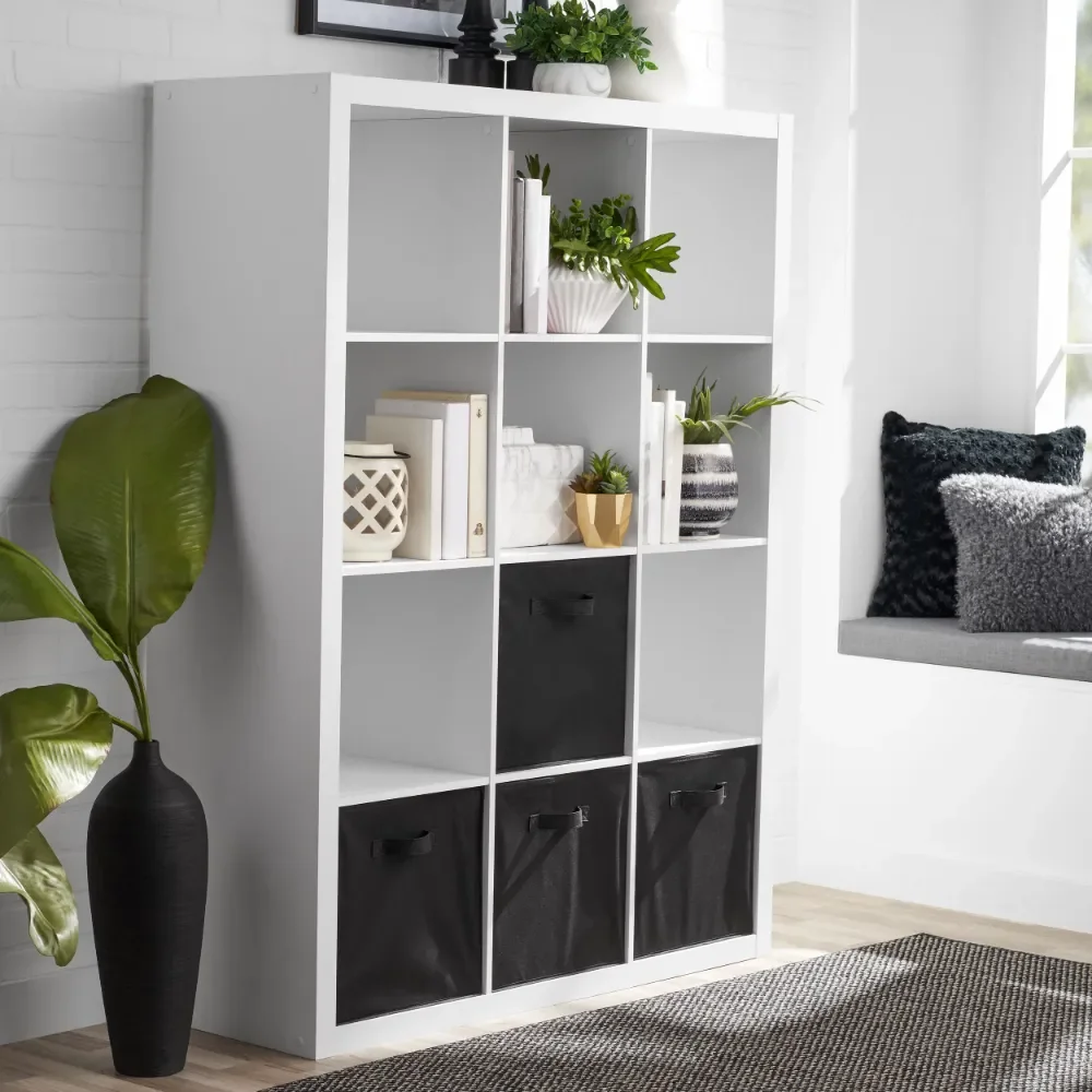 12-Cube Storage Organizer, White Texture furniture  Living room cabinet