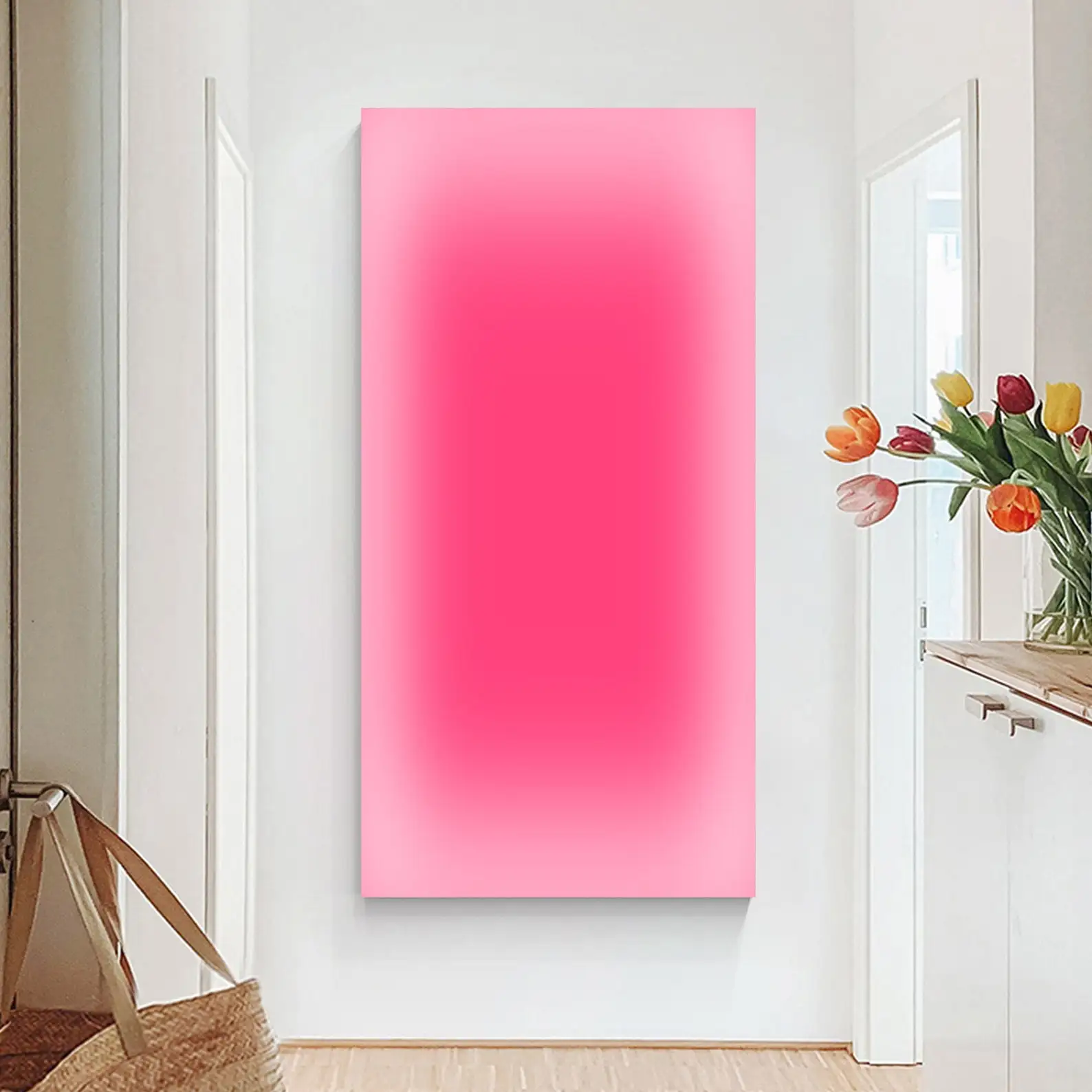 Abstract Pink Ombre Art Neon Gradient Canvas Wall Art Prints Frameless Modern Dopamine Canvas Poster for Living Room Decortions
