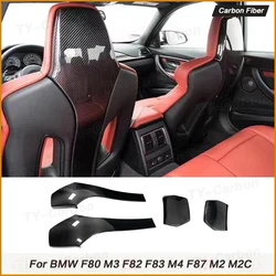 Real Carbon fiber Car Interior Seat Back Covers Trims For BMW F80 M3 F82 F83 M4 F87 M2 M2C Sedan Coupe Decoration Trim 2014-2019