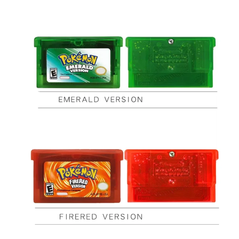جديد GBA بطاقة الألعاب 32 بت لعبة فيديو وحدة التحكم خرطوشة البوكيمون FireRed الزمرد ورقة الأخضر روبي الياقوت ل DS/NDS/GB ، لعبة هدية