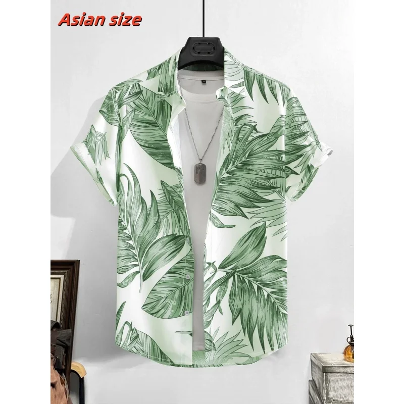 3D Printed Exquisite Leaves Aloha Shirt For Men Colorful Plants Pattern Blouse Summer Short Sleeve Lapel Tops Hawaiian Shirts