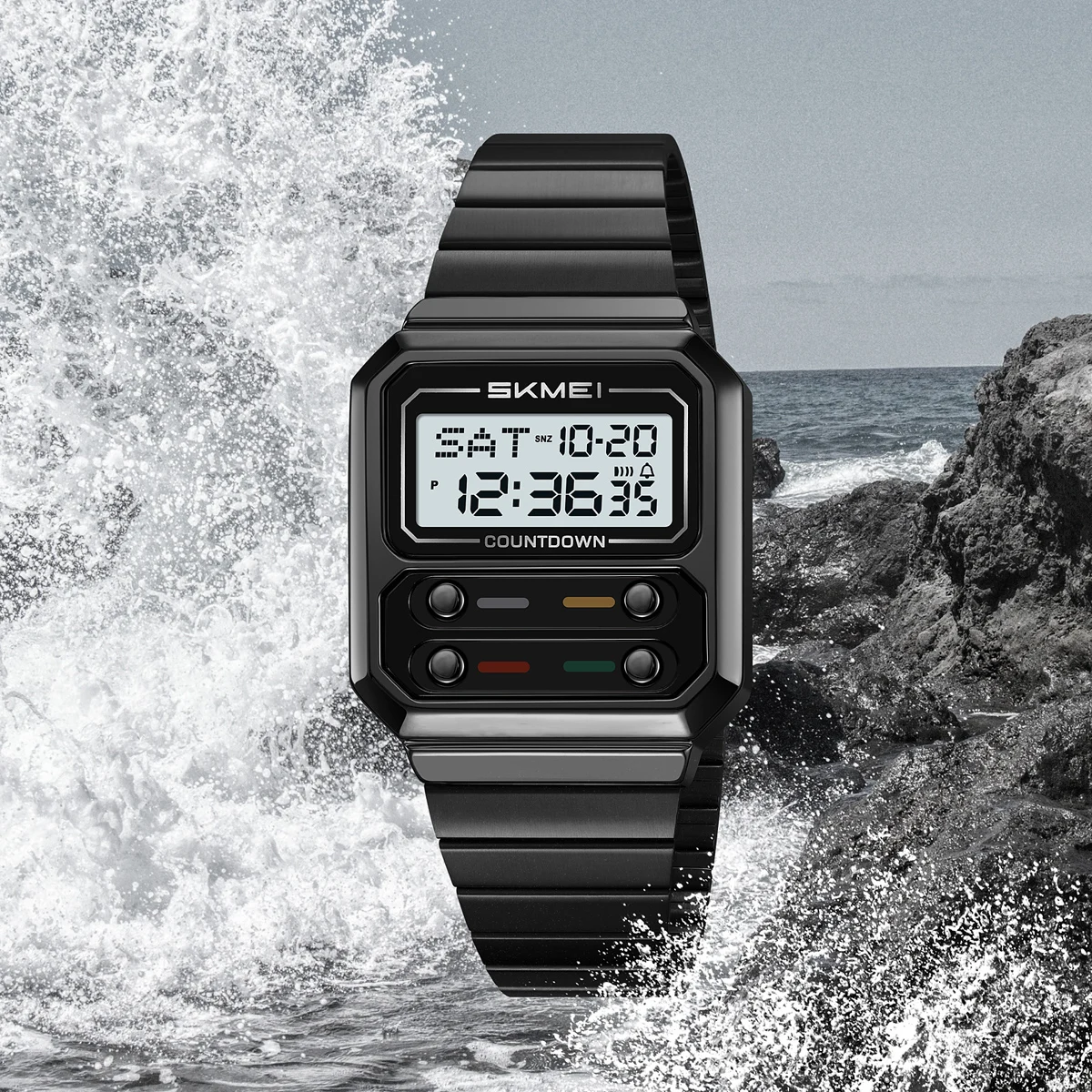 SKMEI Fashion EL Light Digital Electronics Watches For Men Women Waterproof Stainless Steel Strip Simple Wristwatch Reloj Hombre
