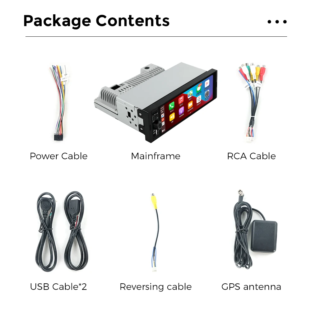 6.86-Inch 1DIN Universal Android 13 Car Radio 2GB+32GB Wireless Carplay Touch Screen Multimedia Video Player Support AUX USB SWC