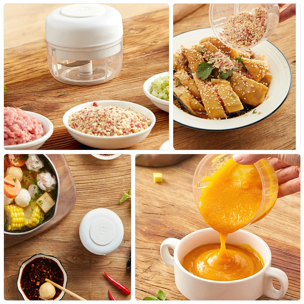 

Garlic Chopper Stainless Steel Blade Plastic Body Easy Design No Plug Labor Saving Kitchen for Family