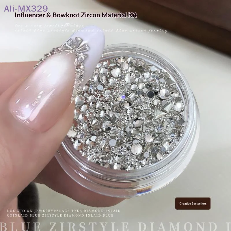 {MX} 1 กล่อง คริสตัลตกแต่งเล็บ สำหรับทำโบว์ DIY ตกแต่งเล็บ รูปทรงสามเหลี่ยม ทรงสี่เหลี่ยมคางหมู ทรงกลม ประดับเล็บ