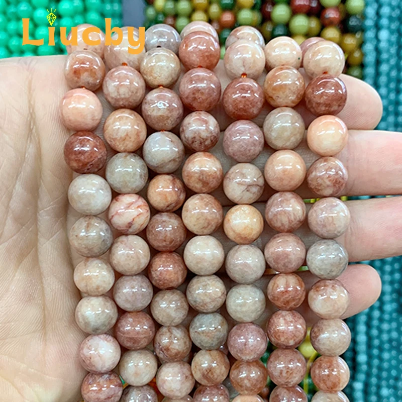 Naturally Imitation Sun Stone Red yellow Smooth Round Beads for Jewelry Making DIY Earrings Bracelet 15