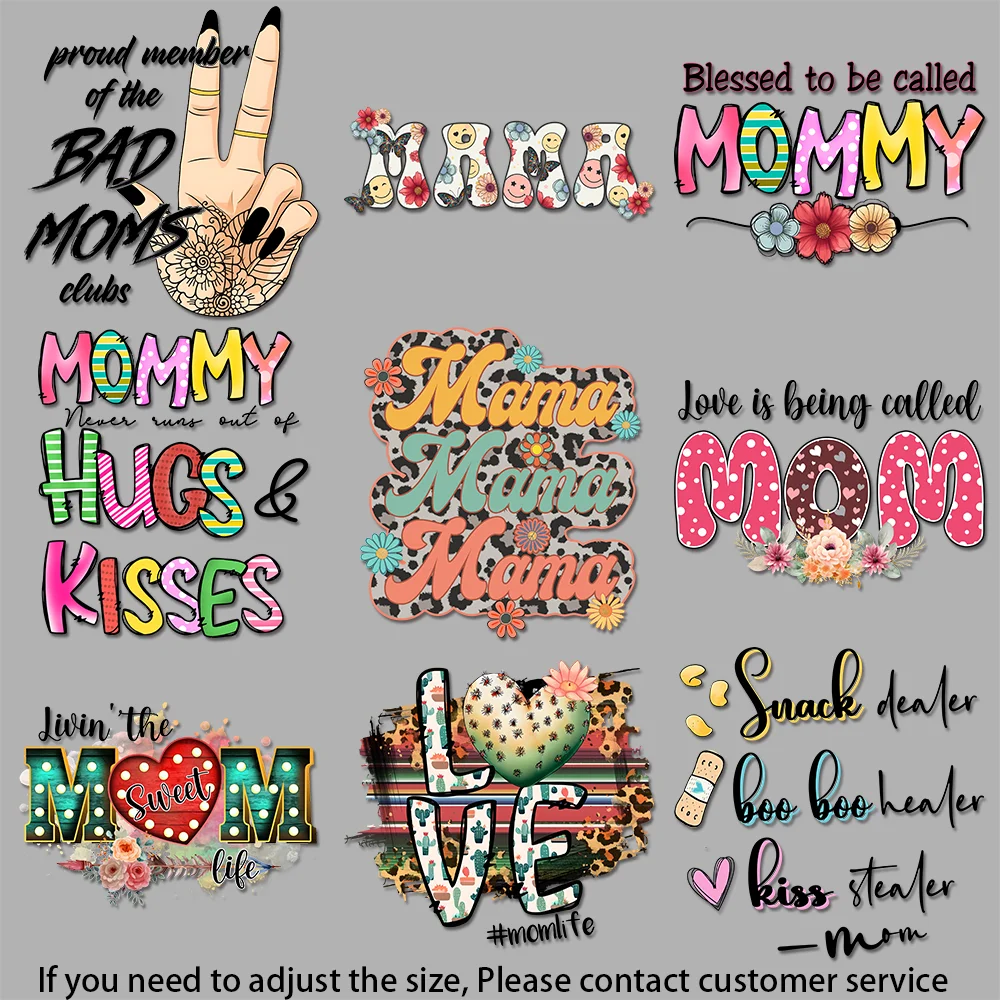iron on patches for clothes Peace Sign Mom Graphic Flower - adorned Mom Quote Colorful Creations Perfect for DIY Gifts