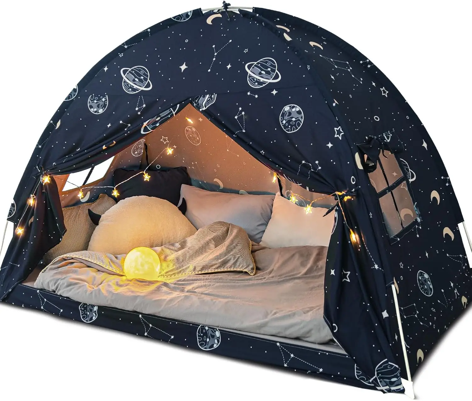 

Kids Galaxy Play Tent for Twin Beds, Portable Indoor Canopy with Breathable Window, Easy Assembly & Storage
