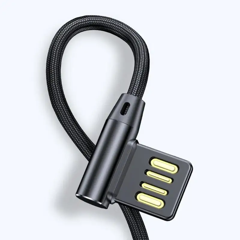 Single Angled USB to Type C Charging Cable with Braided Cover Power Data Transfer Cable Perfect for Office and Home Use D2RC