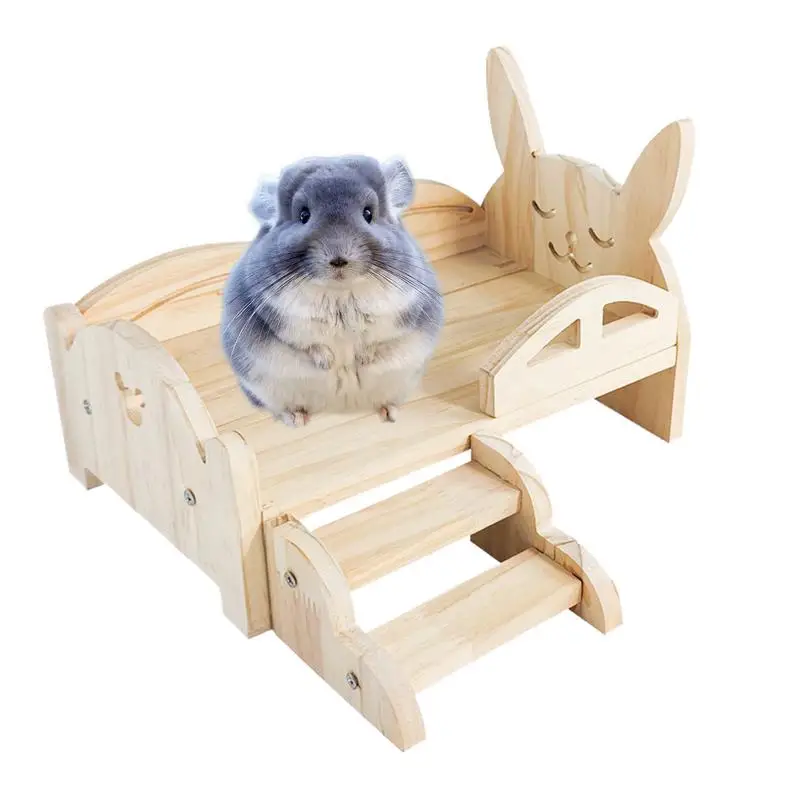 

Wooden Bunny Bed Chinchilla Nest Small Animals Housing Bunny Sleeping Habitat With Stairs For Squirrel Hedgehog Kitten & Hamster