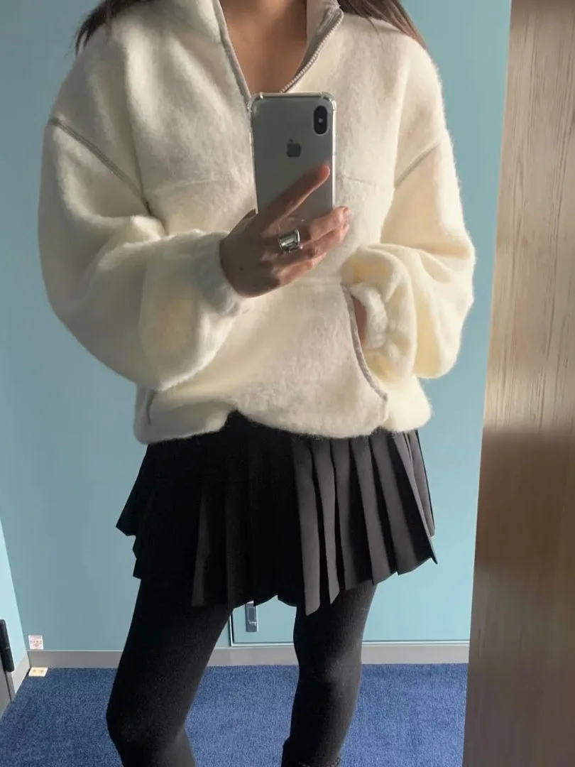 Felpa con cappuccio coreana Sle morbida dolce oversize Plu f Zip da donna inverno nuova calda Fce Jaet marca cinese ex felpa con cappuccio