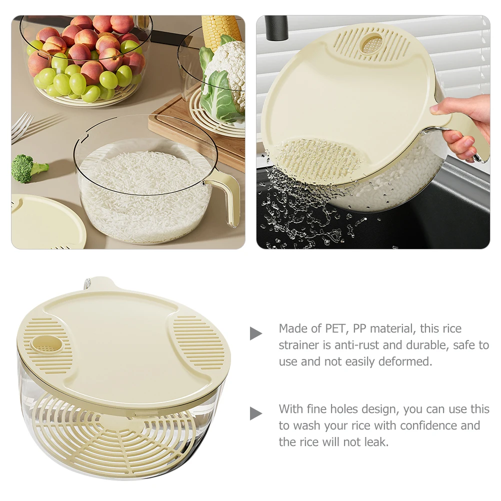 

Plastic Rice Strainer Large Size Cream White Kitchen Tool Fine Mesh Drain Basket Fruits Vegetables Home Use Easy Storage Anti