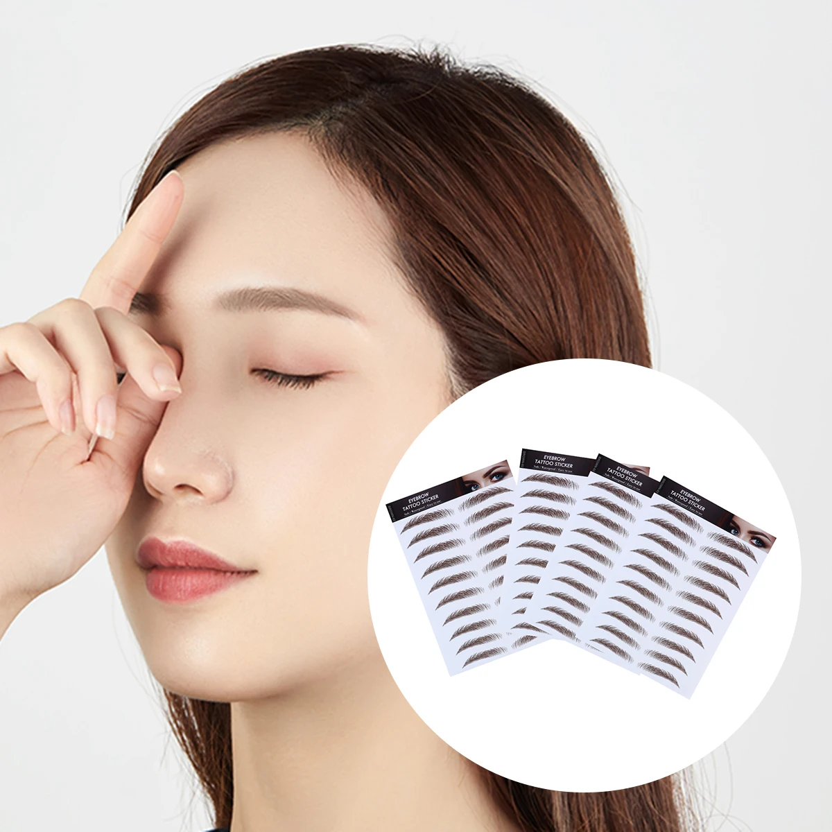 

4 Pcs Imitation Eyebrow Water Transfer Sticker Tool 6D Hair-Like Eyebrows Stickers False Cosmetics Stencils Fake