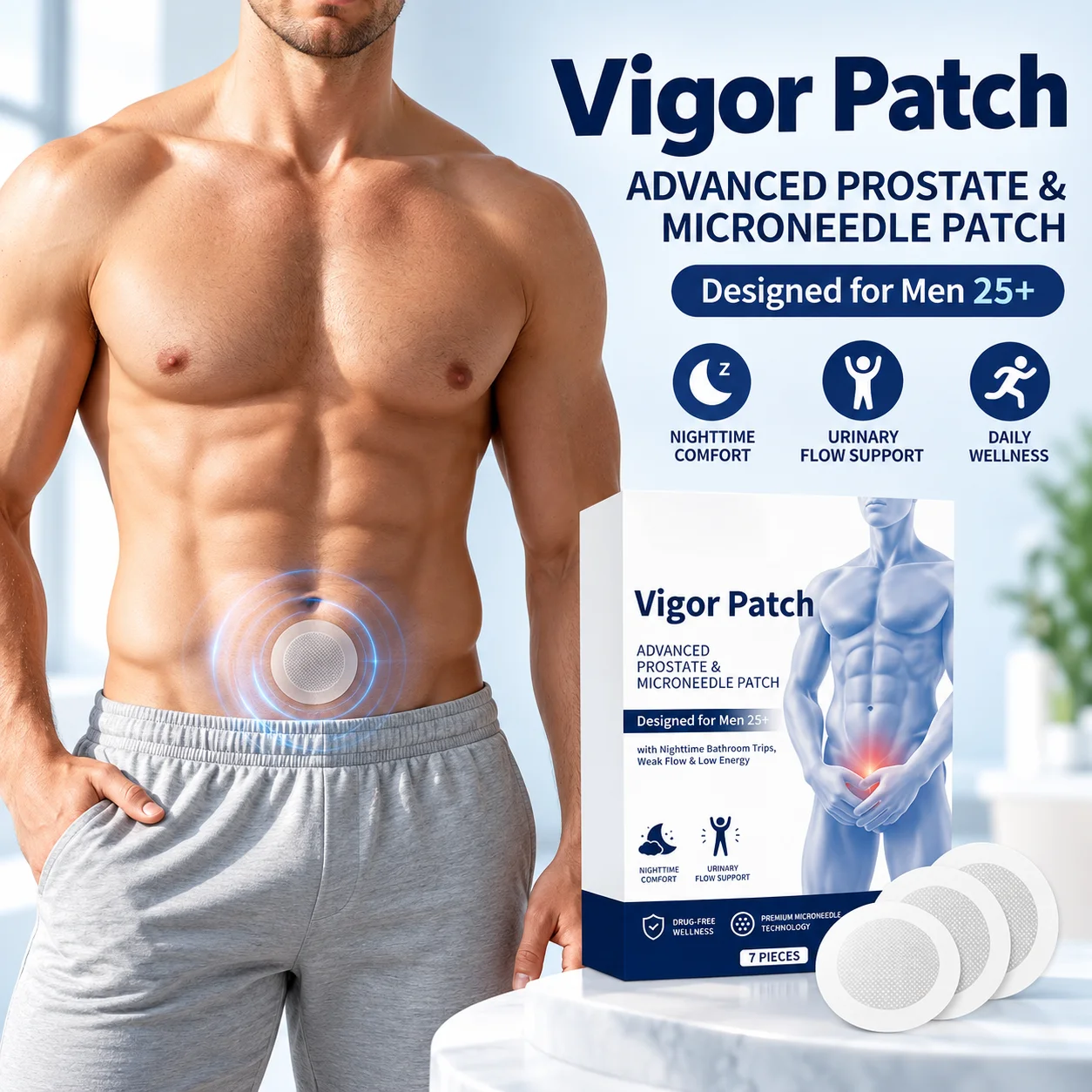 Advanced Vigor Herbal Prostate Microneedle Patch for Men 25+ 7Patches 1-10box Body Care Sticker Daily Skin Wellness Patch Men