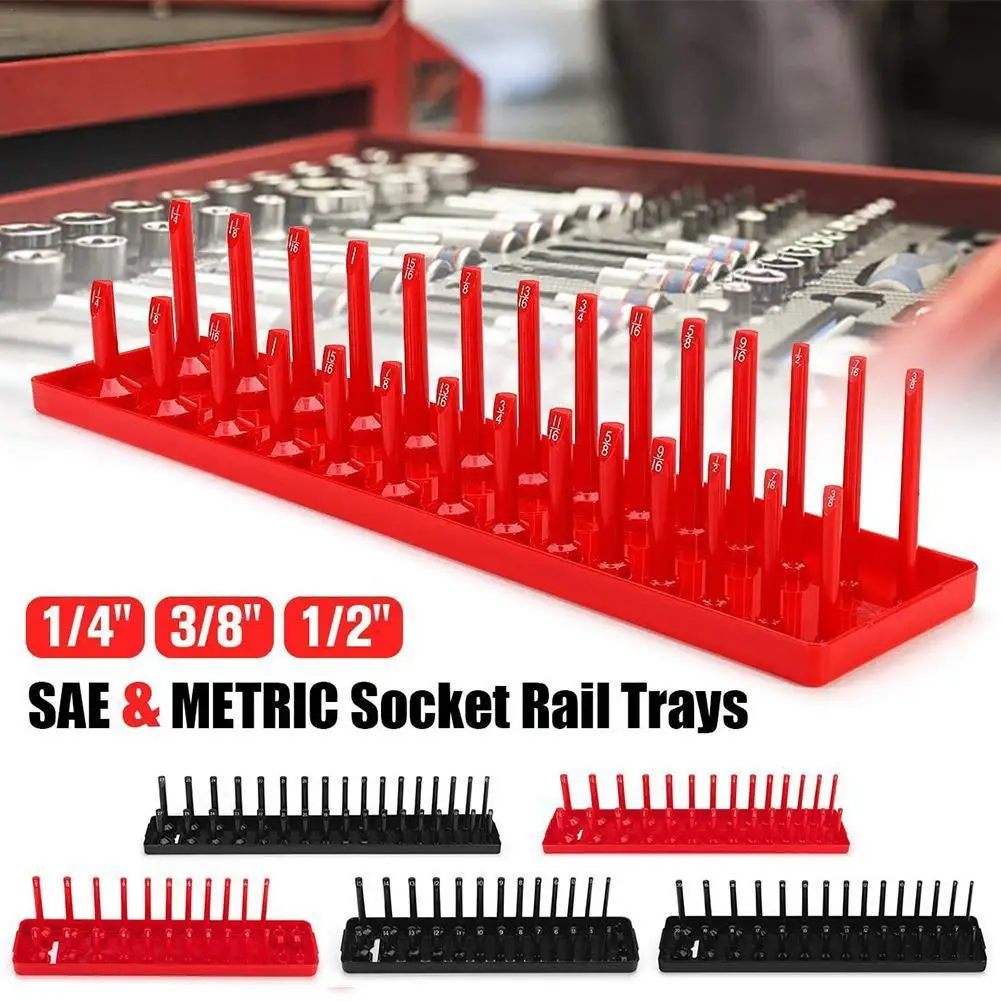 Socket Organizer Sleeve Holder Garage Storage Tool Sae Plástico Home Tool Rack Bandeja Organizer Pcs 2