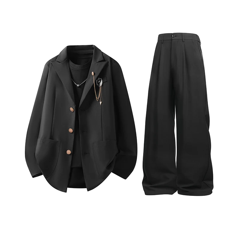 

Men's Business Blazer 2 Piece Suit Set Formal Wedding Party Jacket & Pants Slim Fit / Loose Fit Office Wear for Male