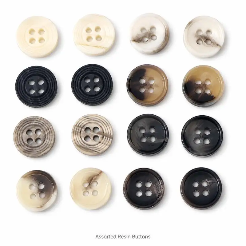 10~100 Stück 11mm Harzknöpfe mit vier Löchern für Bastelarbeiten, Hochzeitsdekoration, Anzugsjacken, Mäntel, Windbreaker, Strickjacken, Nähzubehör – Detail 3
