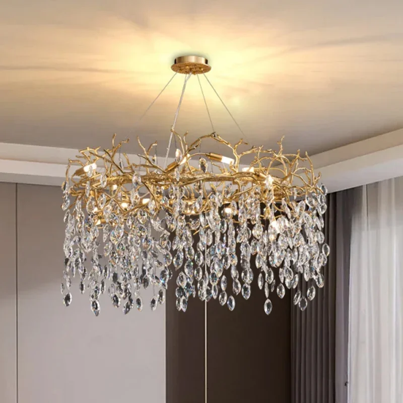 

French luxury living room chandelier hotel branch crystal LED lighting villa creative design lights Gold/Silver