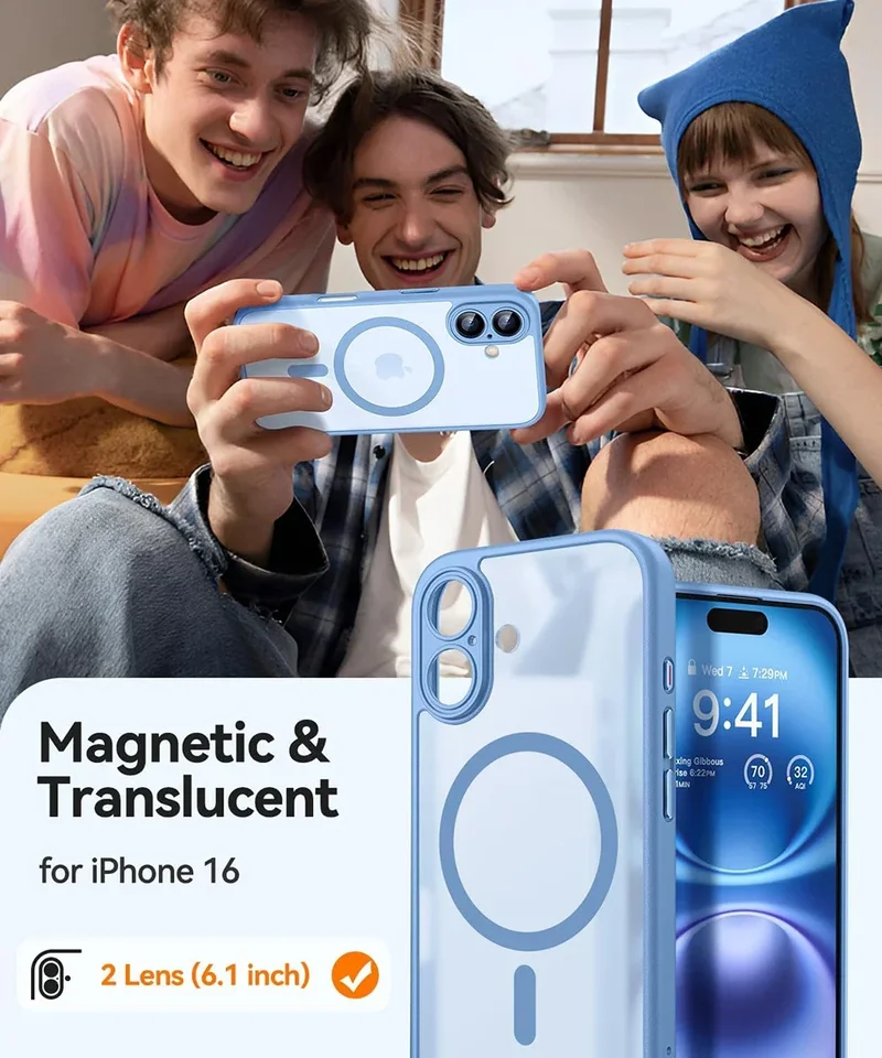 Funda magnética mate translúcida para iPhone 17 Air 17e 16e 16 Promax 15 14 13 12 11 Pro Max Plus, carga inalámbrica 2