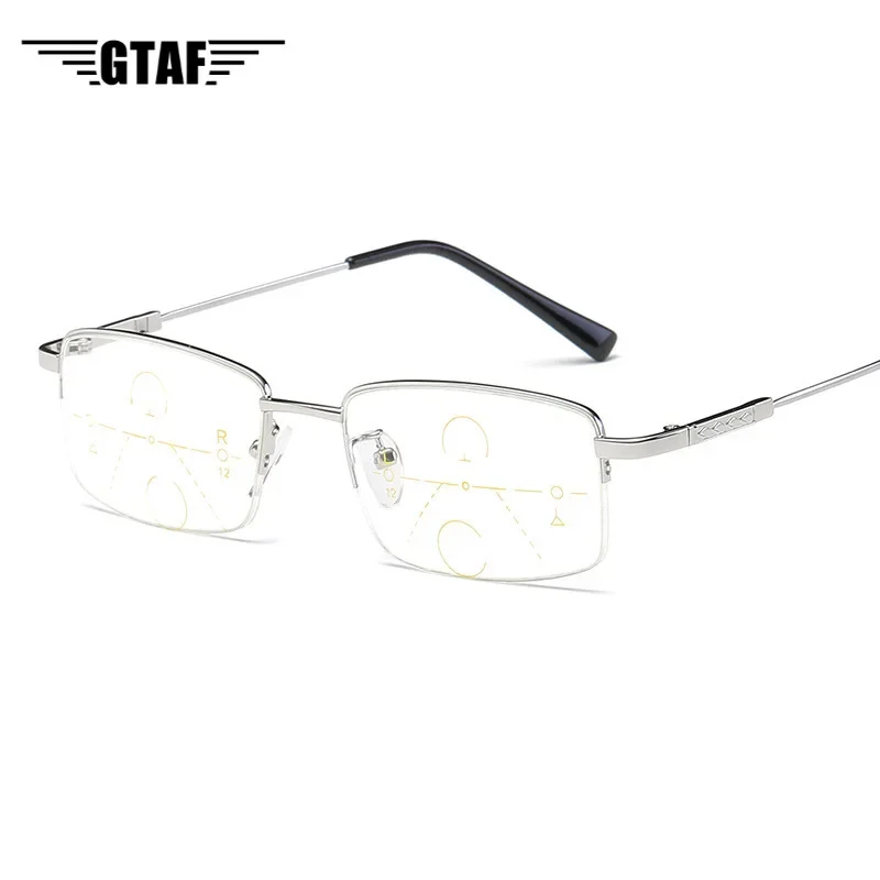 

New Memory Titanium Anti-Blu-ray Reading Glasses Men's Automatic Zoom Progressive Multi-focus Distance and Near Reading Glasses