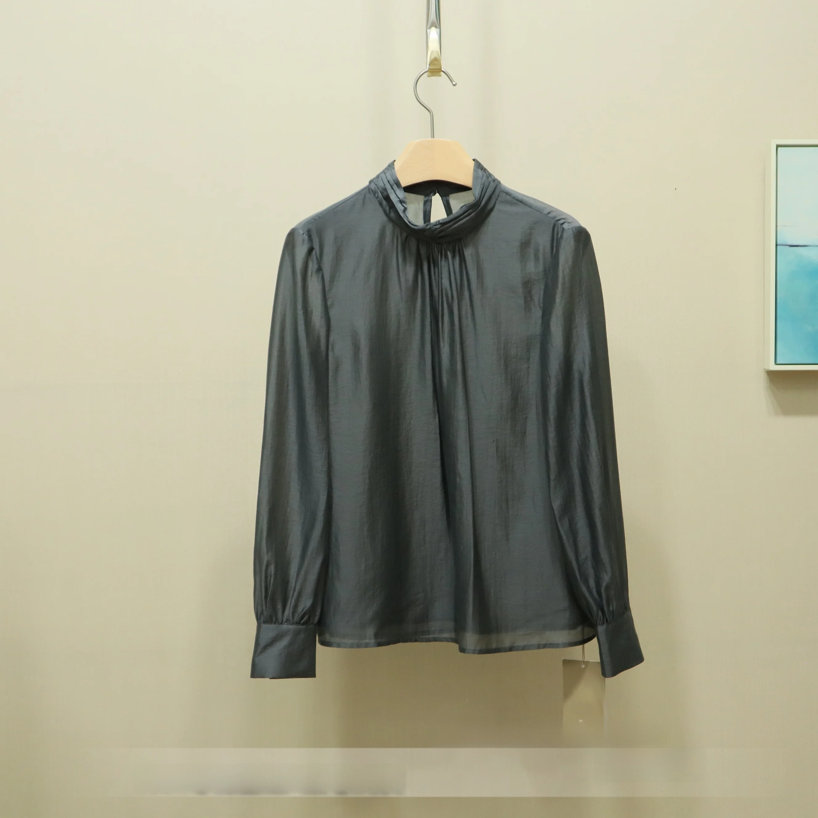 

Casual Sle Stand Collar Women's irt Spring New Arrival Breathable Comfortable Lenzing Lyocell Polyester Blend Long Sve