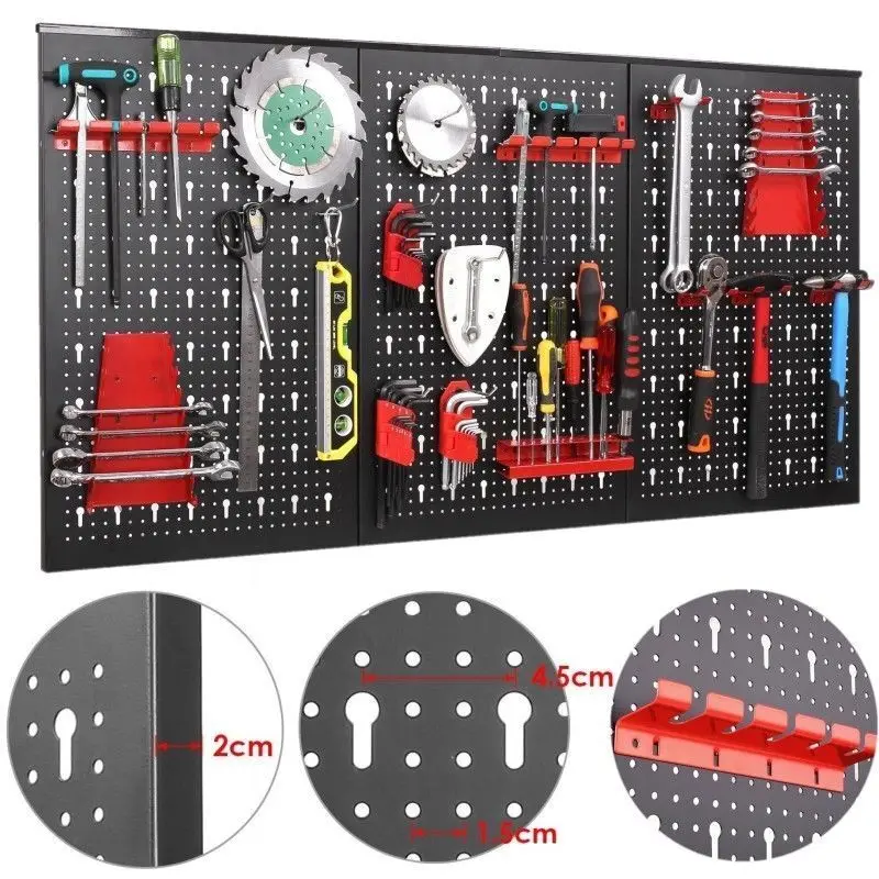 117X55Cm Metalen Pegboard Muur Organizer Met Haken 17 Stuks Kit, Garage Opslagbakken, En Paneel Tool Organizer Pegboard Wandcontrole