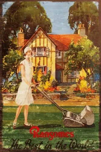 Vintage Lawnmower Home Garden Advert, Aged Look Printed on a New Metal Sign