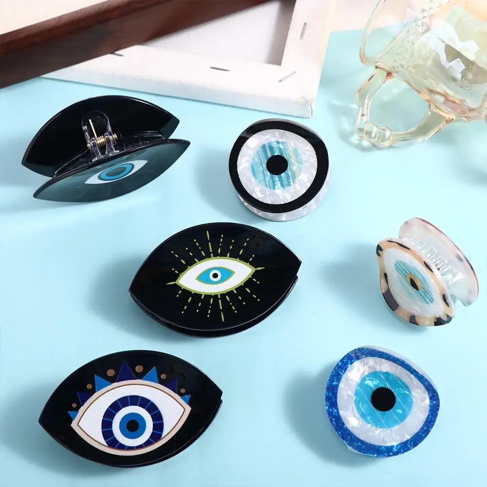 PVC Blue Demon Eye Hair Claw Ponytail Holder Hairpin Blue Devil's Eye Shark Clip Hair Accessories Kroean Style Hair Clip Female