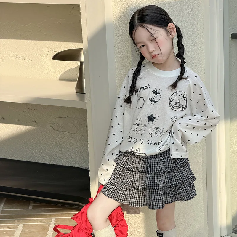 Girls Summer Korean Casual Cover Shirt Lightweight and Breathable Hand-painted Graffiti Polka Dot Sun Protection Shirt Top