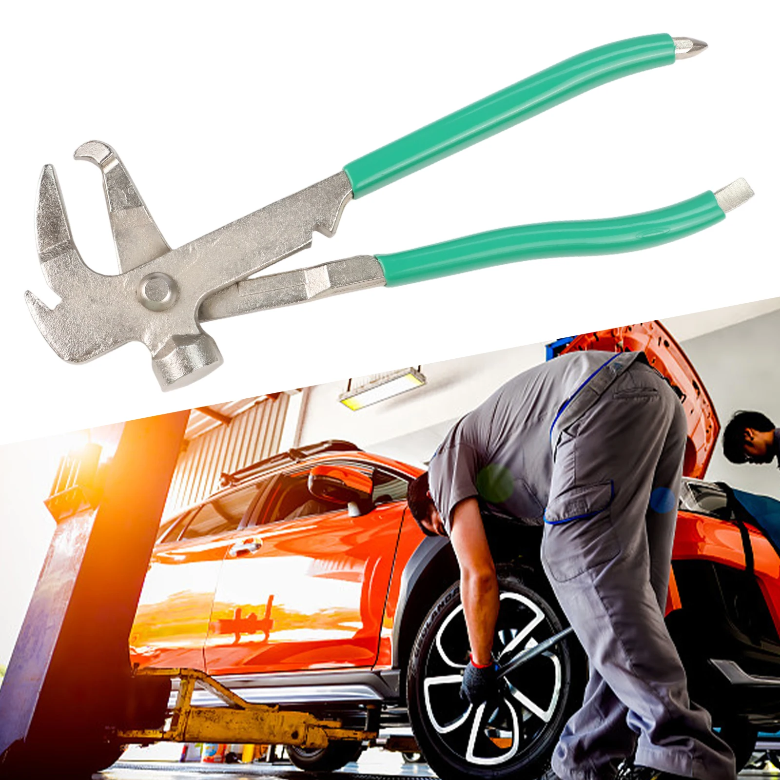 Green Silver Gravity Tire Balance Plier For Car Wheel Weight Block Disassembly Assembly Hammer Auto Maintenance Hand Tool