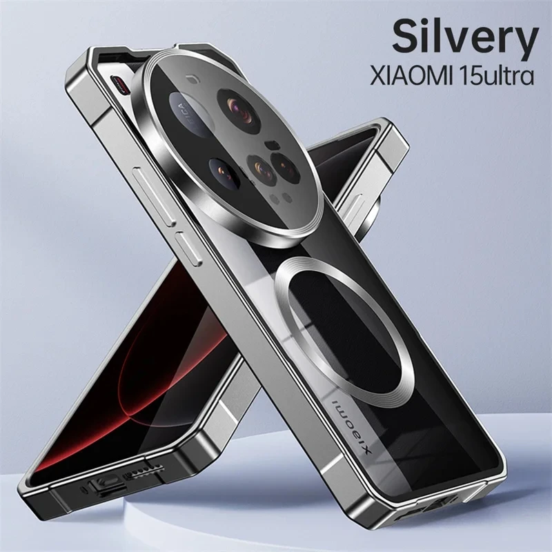 

Магнитный чехол для Xiaomi 15 Ultra, чехол из алюминиевого сплава с металлической рамкой для Xiaomi Mi 15 Ultra 5G, матовый прозрачный чехол для телефона