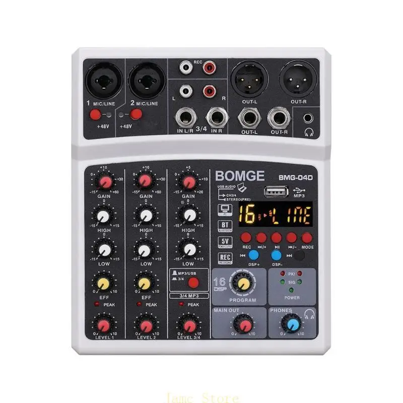 

LX0B Mini 4-Channel Sound Card Mixing Console Digital Mixer 16 DSP Effects