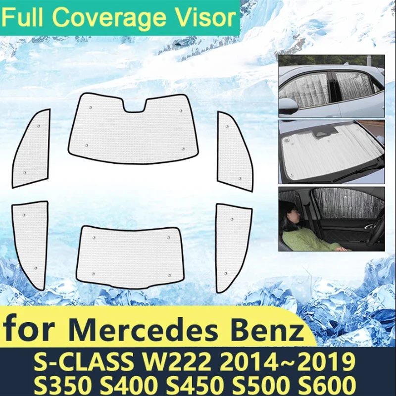 

Full Cover Sunshades For Mercedes Benz S Class W222 2014~2019 S350 S400 S450 S500 S600 Car Windshields Side Windows Accessories