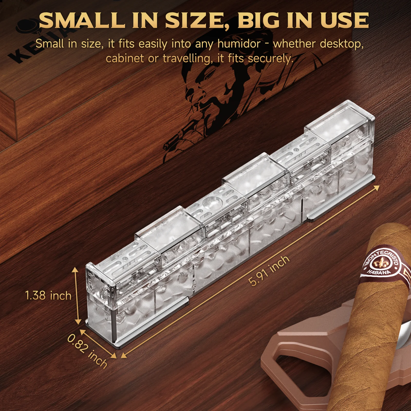 2-Piece Cigar Humidifier, Slide Controlled Humidity Release Crystal Gel Cigar Humidor Humidifier, Reusable Humidor Accessories