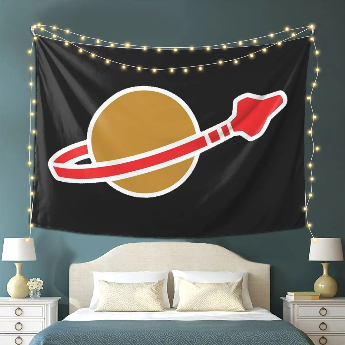 Classic Space Logo Tapestry Wall Hanging Aesthetic Home Decoration Tapestries for Living Room Bedroom