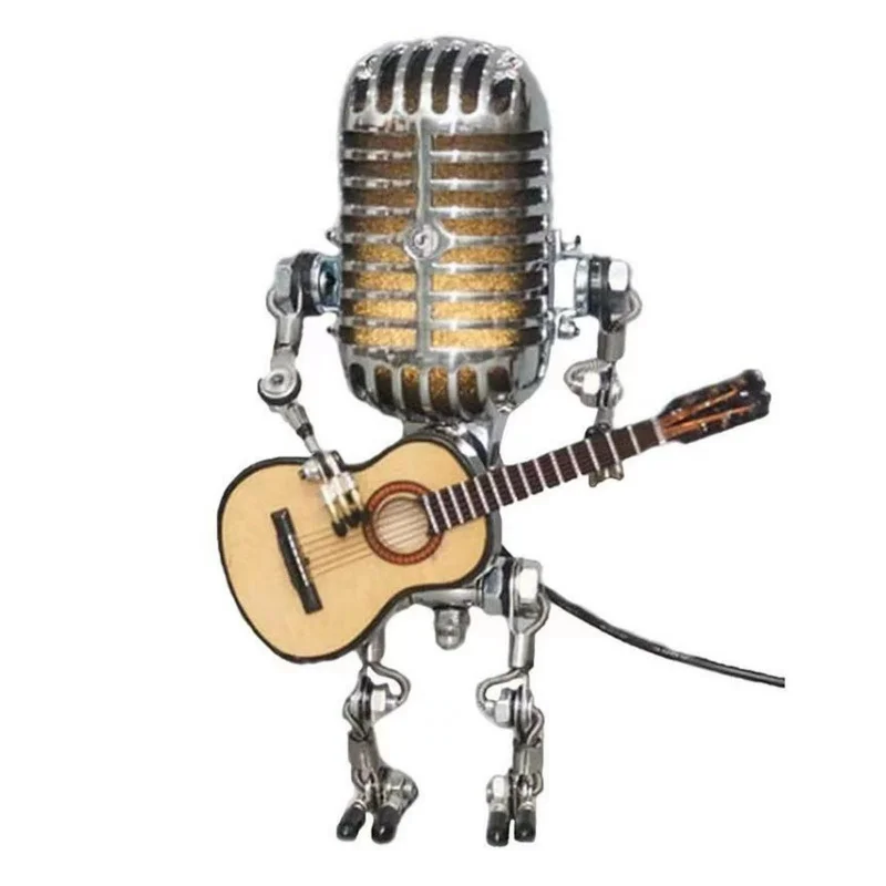 Metal Microphone Robot Guitar With Lights, Home Decoration Item for Toys Gifts