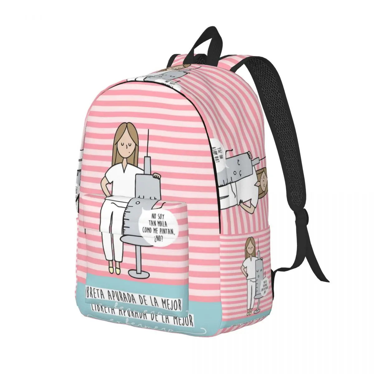 Cartoon Nurse Travel Canvas Backpack Women Men School Laptop Bookbag Health Care Nursing College Student Daypack Bags