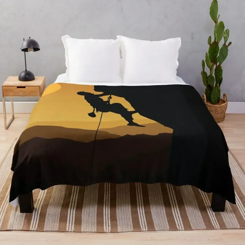 Retro Rock Climbing Bouldering 80s Mountain Rock Climber Throw Blanket Blankets Sofas Of Decoration Bed linens Blankets