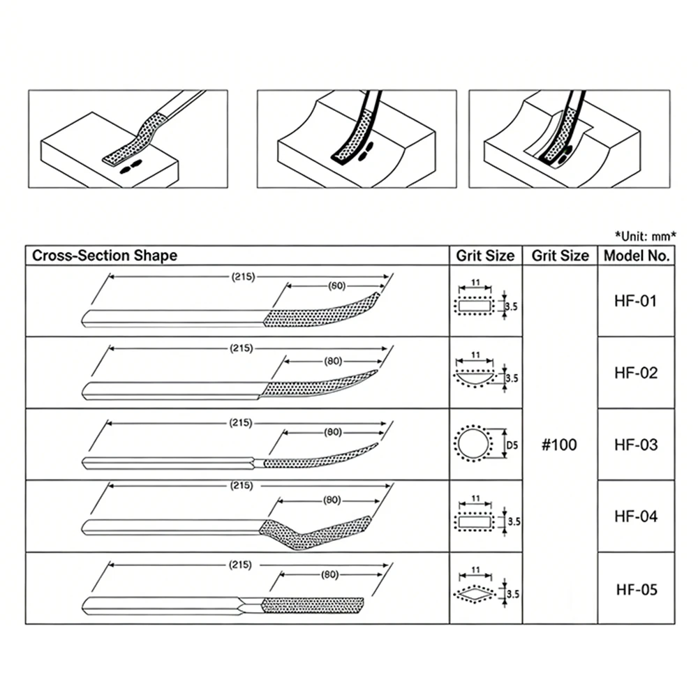 HF-50 Diamond File Precision Diamond Coated Hand File Mold Polishing Grinding Tool for Metal Stone Processing