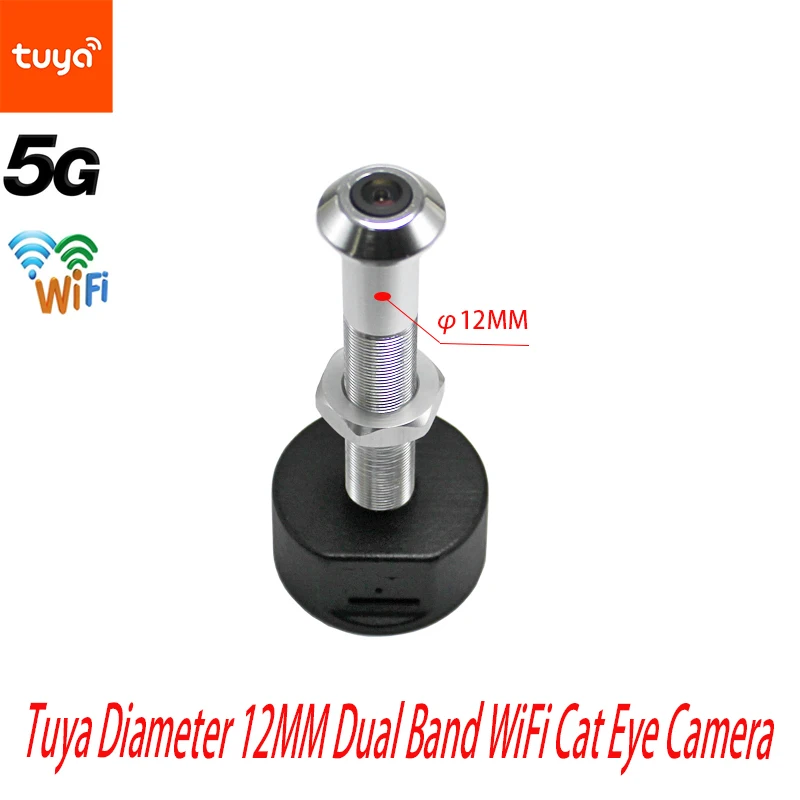 Tuya Diameter 12MM Wide Angle Fisheye Dual Frequency WiFi Cat Eye Remote Monitoring Graffiti Smart Life Home Camera