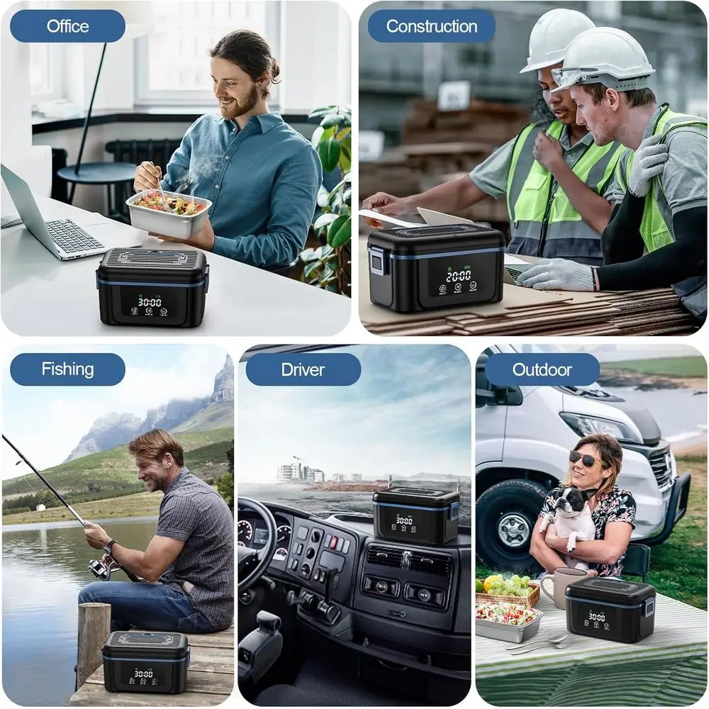 Portable 1.4L Electric Heated Lunch Box with 18000mAh Battery, Ideal for Adults on the Go