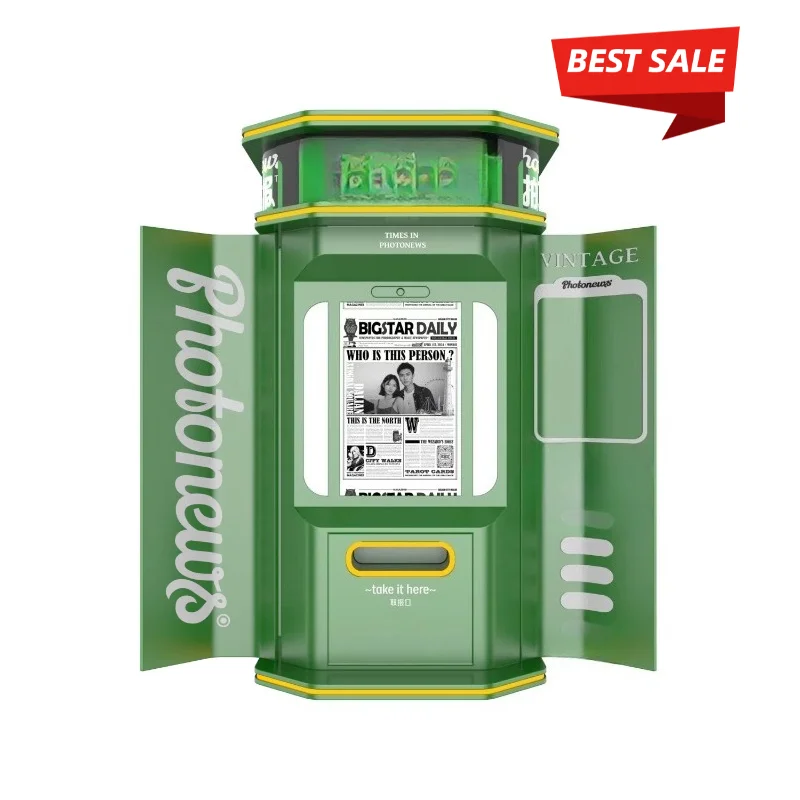 Vintage Photo Booth and Newspaper Generator a Selfie Booth Suitable for Shopping Malls, Scenic Spots Customized