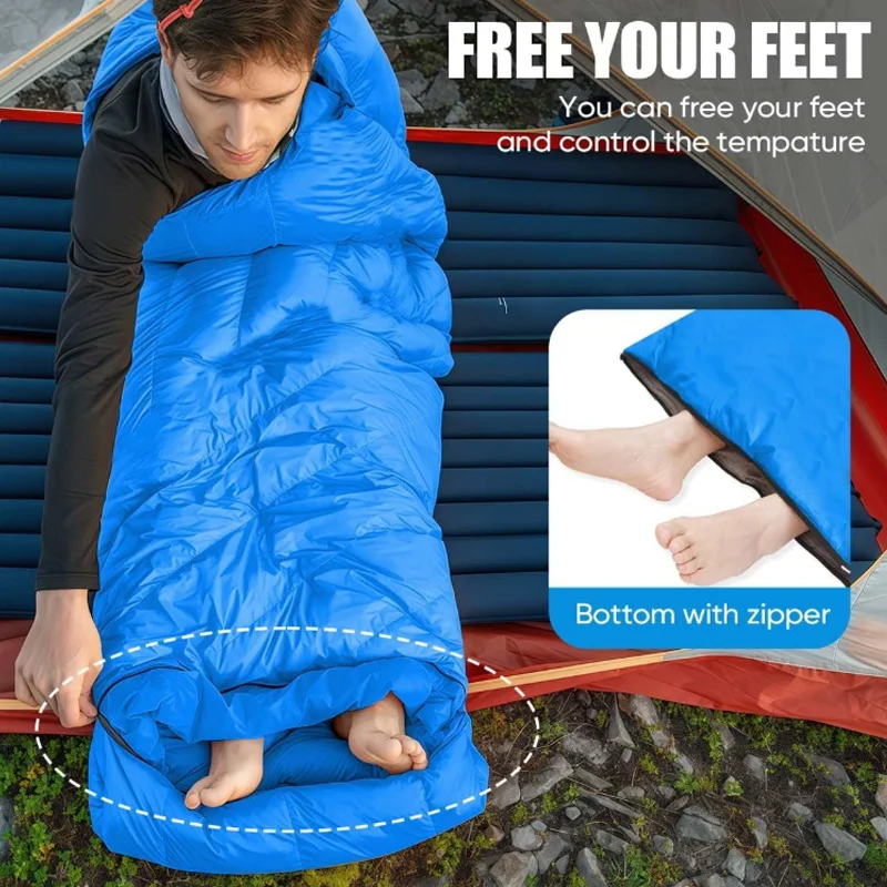 Lightweight Envelope Sleeping Bag for Outdoor Camping Cold Resistant Polyester Single Person All Season Waterproof