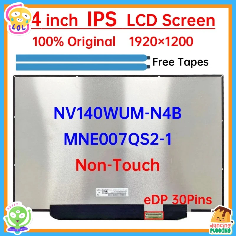 14" IPS Laptop LCD Screen NV140WUM N4B NV140WUM-N4B MNE007QS2-1 Display Matrix Panel Replacement 1920x1200 eDP 30 Pins Non-Touch