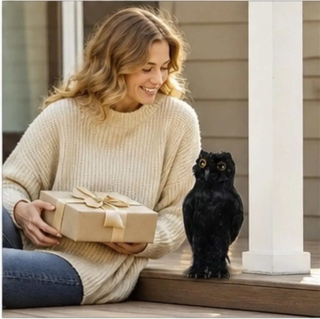 Plastic Owl Statue Realistic Lifelike Garden Decor Weatherproof Outdoor Owl Sculpture Patio Balcony Decoration