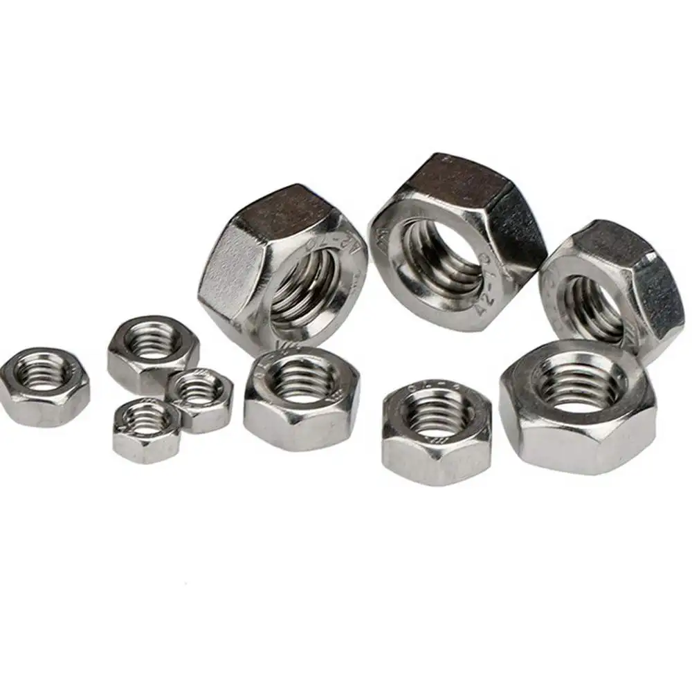 100ชิ้น/ล็อต DIN 934 Hex Nut M2.5 M4 M2 M3 M5 M6สแตนเลสสตีล Hex FULL Nut Hexgon ถั่ว DIN 934