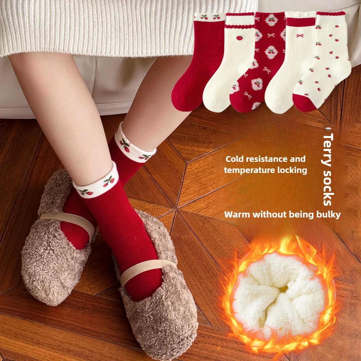 5 أزواج 2025 الشتاء الاطفال الجوارب سميكة الدافئة تيري طاقم الجوارب الفتيان الفتيات جوارب قطنية للطفل